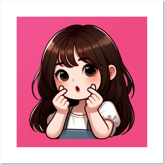 Cute Girl Korean Finger Hearts Kpop Wall Art by Plushism